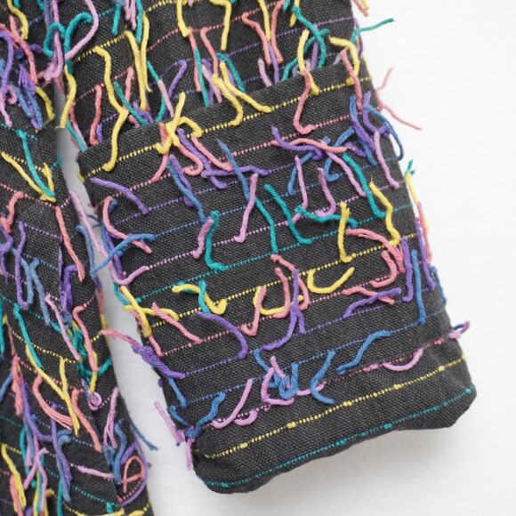 Car Pool Couture Multi Color Boho Fringe Jacket 100% Cotton M - Picture 8 of 12